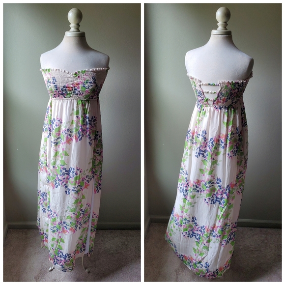 Plum Pretty Sugar Smocked Bandeau Maxi Dress Large XL - Picture 1 of 6